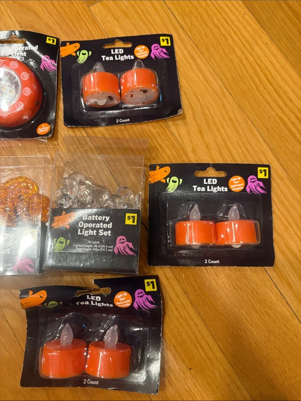 Halloween LED Ghost Stake and Orange Tea Light Party Lights